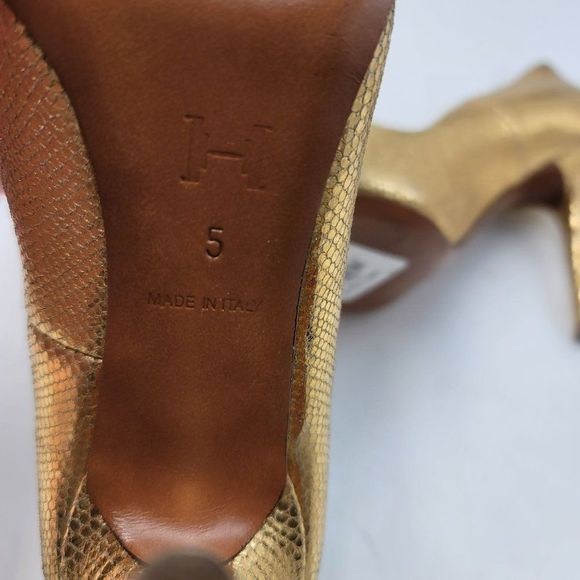 Halston Heritage Gold Heels Leather Pumps - Picture 11 of 11